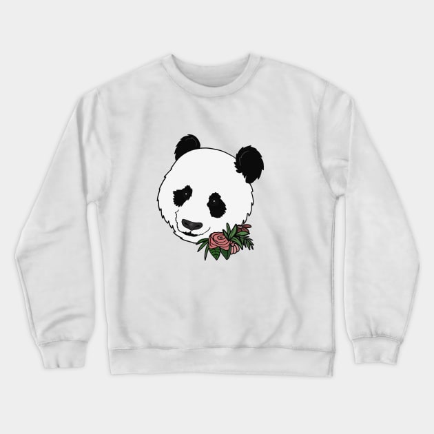 Cute Panda Bear Face Floral Crewneck Sweatshirt by dukito